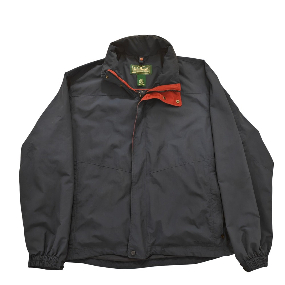 LL Bean Mens XXL Navy Blue Nylon Windbreaker Full Zip Jacket 0BCY9